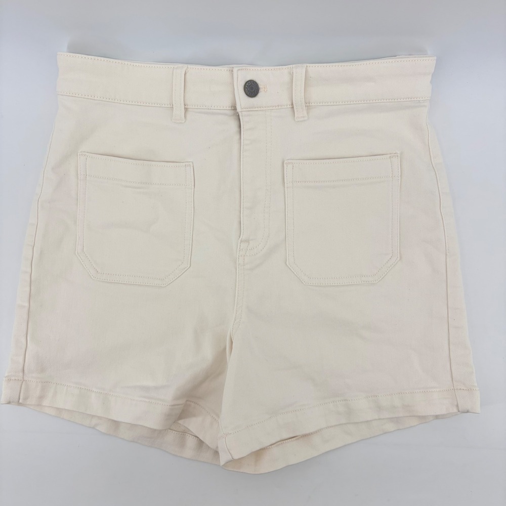 Faherty Shorts Women 28 Cream High Rise Utility Patch Pocket Stretch Twill Short